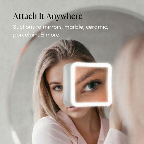 Fancii 20x Magnifying Makeup Mirror with LED Lights, Rechargeable, High Zoom | 7-inch Large Lighted Travel Mirror for Vanity and Bathroom, Dimmable, 3 Light Settings, Strong Suction, 360° Rotation