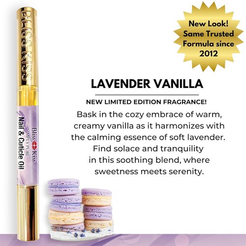 Bliss Kiss | Lavender Vanilla Nail Oil Cuticle Pen - Vitamin E & Jojoba for Stronger, Healthier Nails
