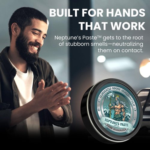 Neptune's Paste Odor Remover Hand Balm – Odor-Neutralizing, Unscented Cleanser Balm for Fish, Fuel & Smoke – Plant-Based, Non-Greasy Cleansing Balms for Fishermen, Chefs, Mechanics, & Gardeners – 2oz