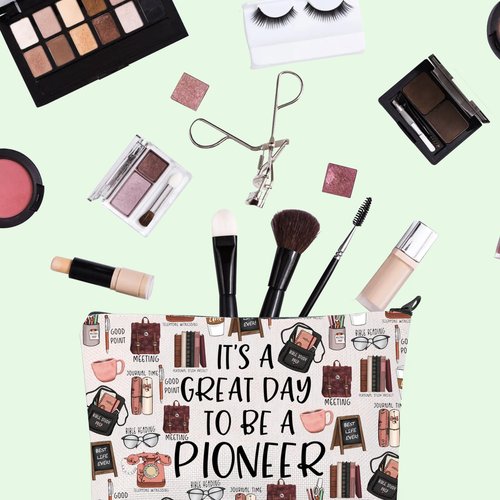 FOTAP JW Pioneer School Makeup Bag JW Gift JW Pioneer School Zipper Pouch Pioneer Students Gift Best Life Ever Gift (PIONEER), white
