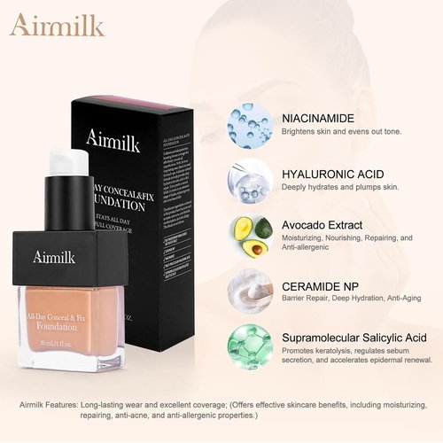 Skiennix Foundation for Acne Prone Skin - Skincare Makeup with Salicylic Acid | 30ml Light Neutral