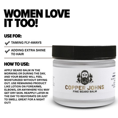Copper Johns Beard Balm for Men –Strong Hold & Conditioning with Shea Butter, Jojoba Oil & Sea Minerals – Tames, Styles & Softens Beard –The Hunt-Unscented, 2oz
