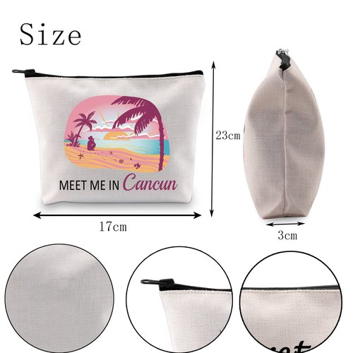 POFULL Cancun Vacation Gift Mexico Cancun Bachelorette Gift Meet Me In Cancun Travel Cosmetic Pouch (Cancun bag)