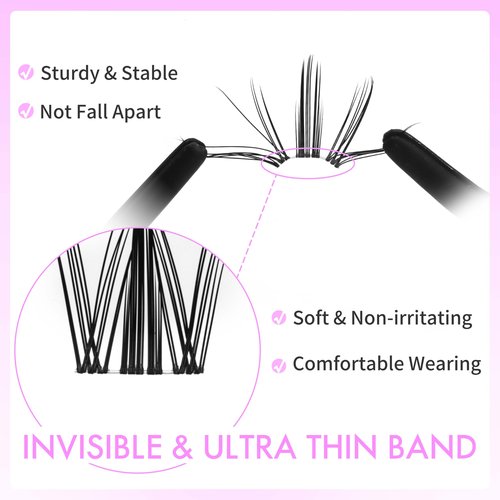 VEYESBEAUTY Manga Lash Clusters Eyelash Extensions Thin & Invisible Band DIY Individual False Eyelashes Newbie's Five-Second Series Wispy Lash Tray for Self-application, Lashes 8-18mm Mixed Length