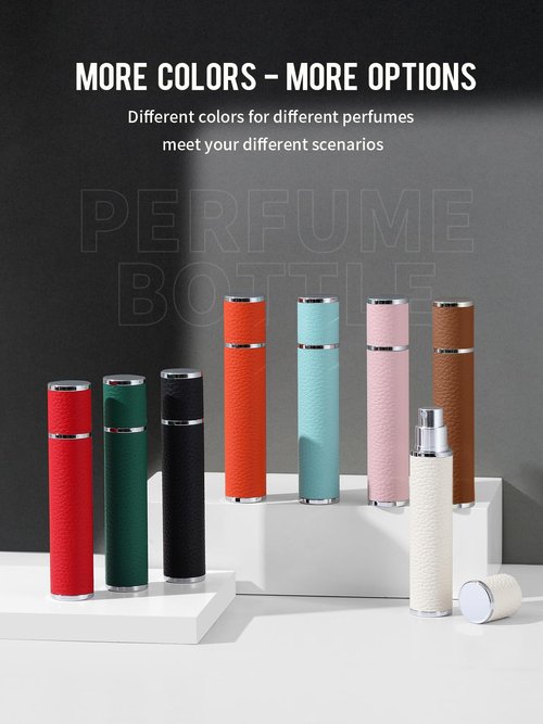 3zorqinron 10ML Genuine Leather Atomizer Sprayer for Perfume - Portable Mini Cologne Sprayer for Woman Man - Perfume Travel Refillable Bottle,Travel Essential Fragrance Spray Bottle (Black)