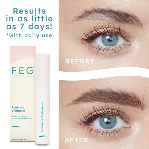 FEG Eyebrow Enhancer Growth Serum for Thicker Brows | Natural Brow Enhancing Serum for Growing and Thickening Eyebrows | Stimulates Natural Growth | 3-Pack of 3ml Tubes