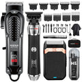 HIENA PRO Professional Cordless Hair Clippers for Men, T-Blade Beard Trimmer & Foil Shaver & Nose Hair Trimmer Set, Rechargeable Electric Barber Hair Cutting Grooming Kit