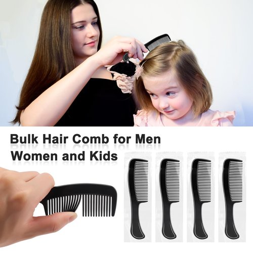 HOFASON 200 Pcs Bulk Hair Combs Individually Wrapped for Women, Kids, Men Beard, Professional Wide Tooth Comb for Hair Styling, Travel, Homeless, Hotel, Shelter, Nursing Home and Church (Black)