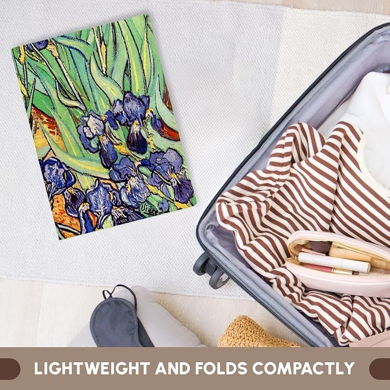 15x22 Hand Towel with Van Gogh Irises Artwork - Microfiber Cotton Blend