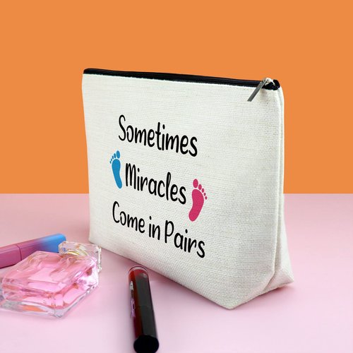 Gfhzdmf Twin Mom Gift Twins Mama Gift for Women Mom Makeup Bag Mommy To Be Pregnancy Announcement Gift for Twins Mother New Mom Cosmetic Bag Mother's Day Christmas New Year Gift for Her Friend Mommy