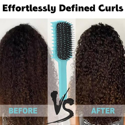 Skiennix Curly Hair Brush - Volume Curl Defining Tool for Easy Detangling & Styling | Green