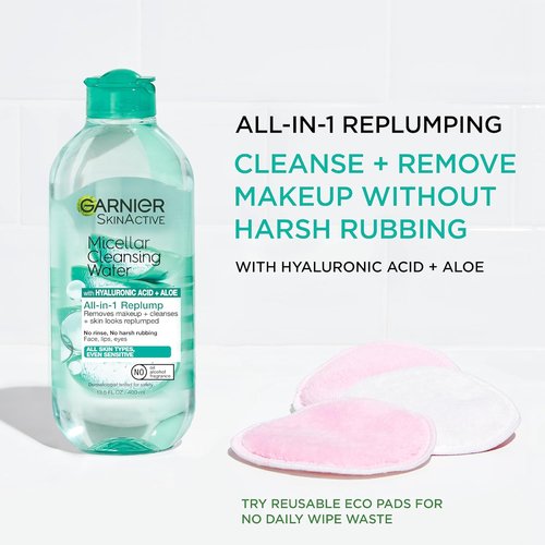 Garnier Micellar Water - Hydrating Facial Cleanser & Makeup Remover with Hyaluronic Acid | 13.5 Fl Oz