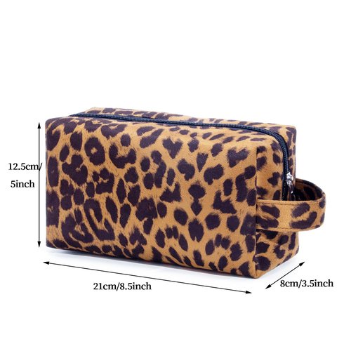 AGBIADD Makeup Bag Set, Large Capacity Cosmetic Bag and Pencil Case, Soft Material, Travel Toiletry Organizer (Brown)