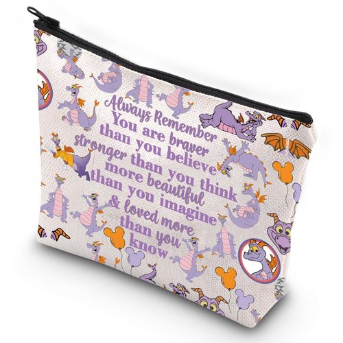 G2TUP Purple Dragon Cosmetic Bag Dragon Purple Fans Gift You Are Braver Stronger Beautiful Than You Know Dragon Zipper Pouch Bag Merchandise Dragon Merch (Remember Dragon MG)