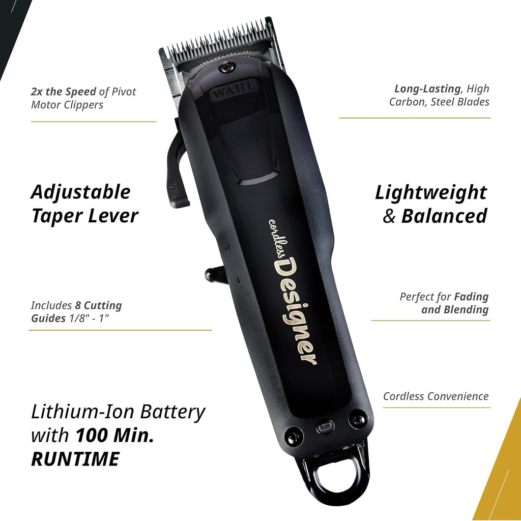 Wahl Professional Cordless Designer Clipper - Powerful Rotary Motor & 100-Minute Lithium-Ion Battery