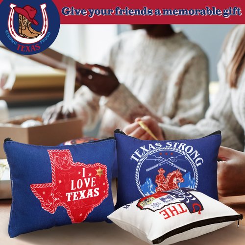Reginary 9 Pcs City Cosmetic Bag USA City Souvenir Gifts Texas Makeup Bag Chicago Texas Florida Souvenirs Makeup Purse for Women Girls Traveler Birthday Christmas Favors(Texas)