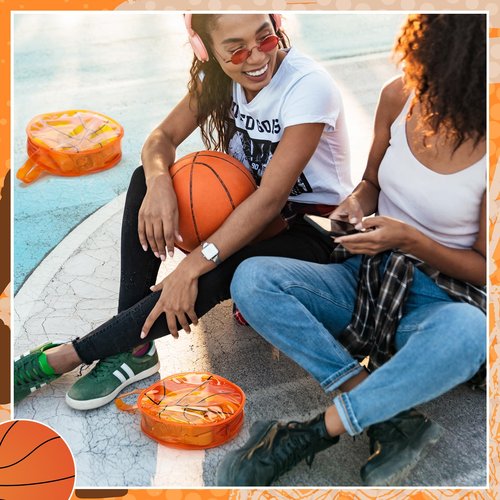 Reginary 12 Pcs Basketball Clear Makeup Bag Cosmetic Snack Bag with Zipper Handle Strap Waterproof Travel Vacation Toiletries Accessories for Friends Women Basketball 2026 Senior Night Team Gift