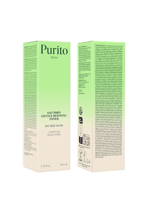 PURITO Oat PDRN Gentle Refining Toner 200 mL 6.76 fl.oz, Korean Oat Exfoliating Toner 99% Pure Oat PDRN, Hydrating & Clarifying Formula for Acne-Prone Skin, Vegan, Non-Comedogenic, Gentle Daily Use
