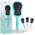 Skiennix Curl Defining Brush - Edge Control Round Hairbrush for Blowouts | Boar Bristle Design, Green