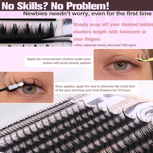 Manga Lash Clusters Kit Wispy Fairy Lashes Clusters Anime Volume Eyelash Clusters SIY Separate It Yourself Cluster Eyelash Extensions with Bottom Lashes Lash Extension Kit with Bond Seal by Ruairie