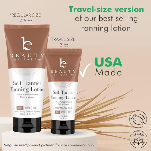 Skiennix Tanning Lotion - Natural & Organic Self Tanner, Travel Size, Non-Toxic Gradual Moisturizer for Men & Women