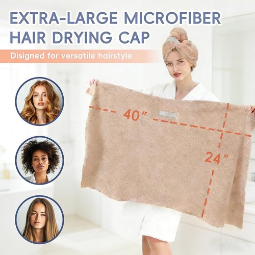 Skiennix Large Microfiber Hair Towel - Super Soft Quick Dry Wrap for Curly Hair | 24''x40'' Pink