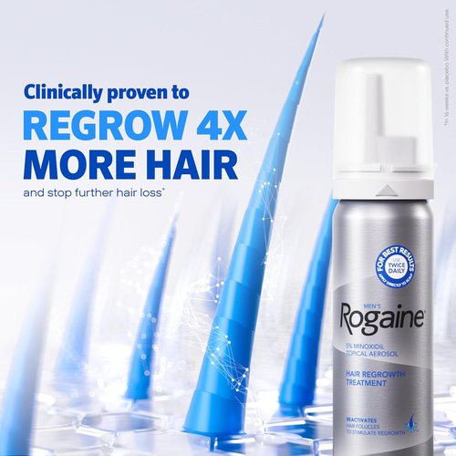 Rogaine Men’s 5% Minoxidil Foam - Clinically Proven Hair Regrowth Treatment | Unscented, 3-Month Supply (3 x 2.11 oz)