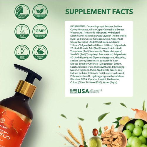 HairSmart Hair Growth Shampoo – Organic Shampoo with Ginger, Amla & Neem for Thicker, Healthier Hair (Shampoo.)