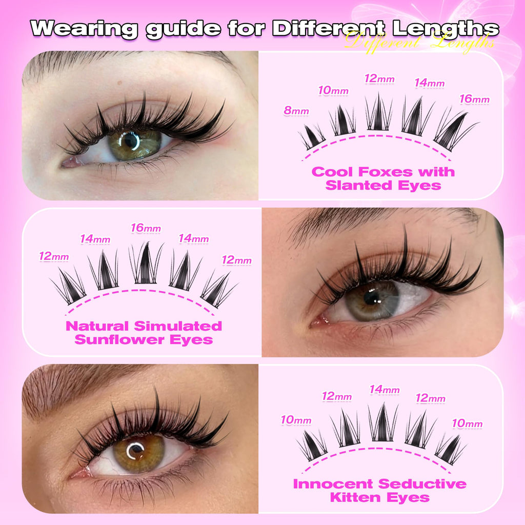 wiwoseo Manga Lash Clusters Manga Eyelash Clusters Anime Cluster Eyelash Extensions Clusters Lashes Natural Look Eyelashes Fairy Lash Clusters Manga Individual Lashes for Beginners (8-16MM)