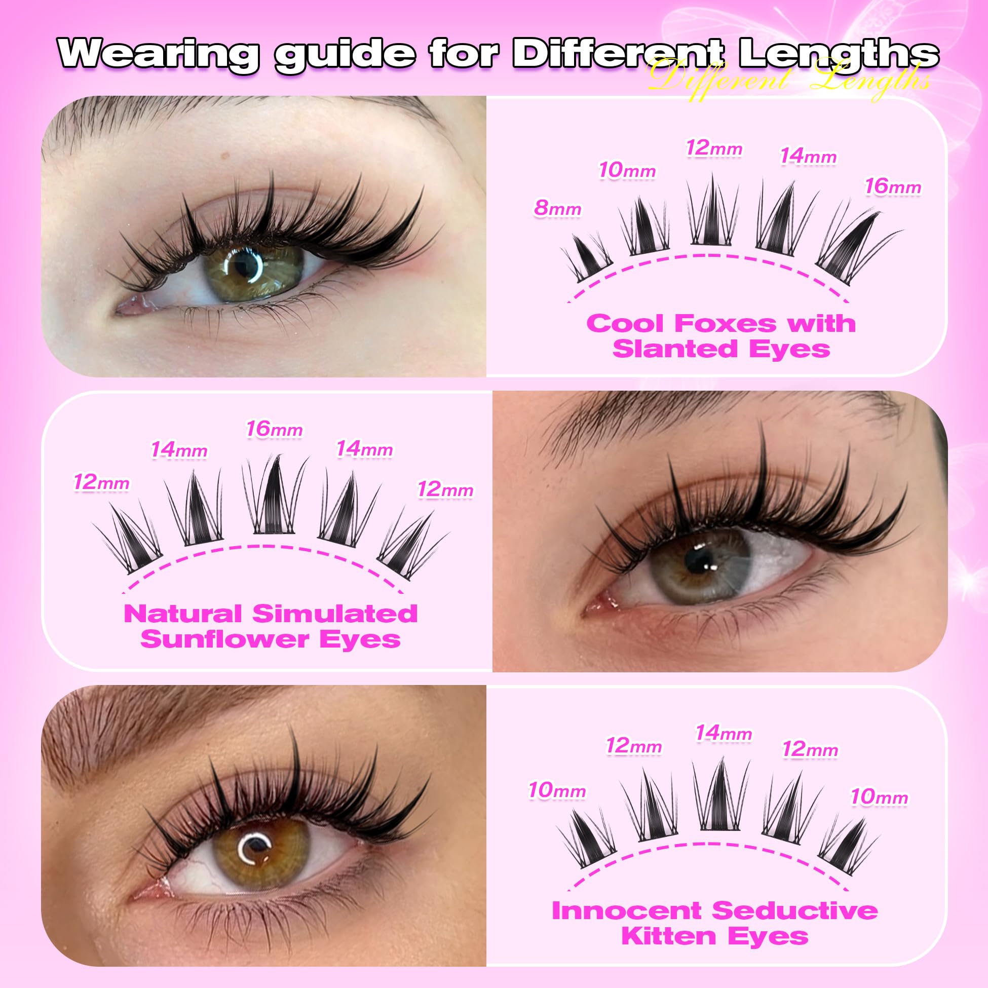 wiwoseo Manga Lash Clusters Manga Eyelash Clusters Anime Cluster Eyelash Extensions Clusters Lashes Natural Look Eyelashes Fairy Lash Clusters Manga Individual Lashes for Beginners (8-16MM)