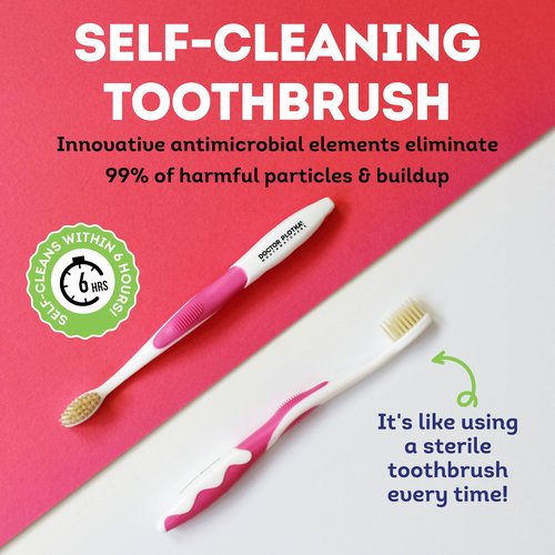 MOUTHWATCHERS Soft Childrens Flossing Manual Toothbrush, Value Pack of 4, Pink and Blue, Toothbrushes for Kids & Teens, Ultra Clean, by Dr. Plotka's