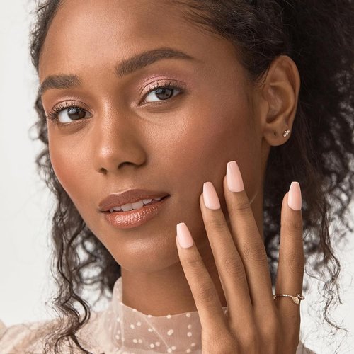 KISS imPRESS No Glue Mani Press On Nails - 'Serendipity' Pink Coffin Shape | Medium Size, 30 Nails & Accessories