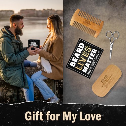 AXIARA Grooming Gifts for Men - Beard Kit Grooming and Care with Brush, Comb, Scissors & Storage Bag - Anniversary Retirement Birthday Gifts for Men Dad Grandpa, Husband Birthday Gift Ideas