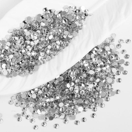 Eleegem 2000PCS SS20 Flatback Rhinestones | 12-Facet Diamond-Cut Glass Gems for Nail Art, Clothing, DIY Crafts |Glue-On Decoration Stones with Silver Backing(Crystal)