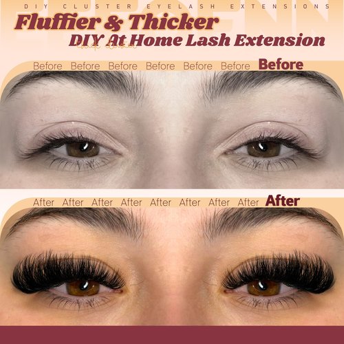 Fluffy Lash Clusters Kit Dramatic 270D Cluster Eyelash Extensions Kit 14-24mm Long Eyelash Clusters Kit Thick Volume Individual Lashes Bond and Seal Remover Tweezers Mega Lash Extension Kit by Eefofnn