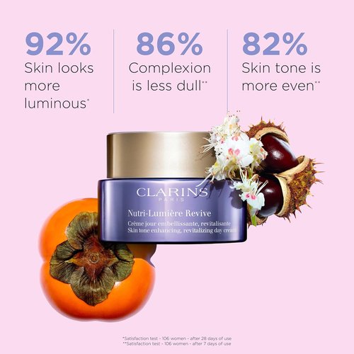 Clarins Nutri-Lumière Revive Day Cream - 2-In-1 Anti-Aging Moisturizer for Mature Skin | Nourishes & Illuminates | 1.7 Ounces