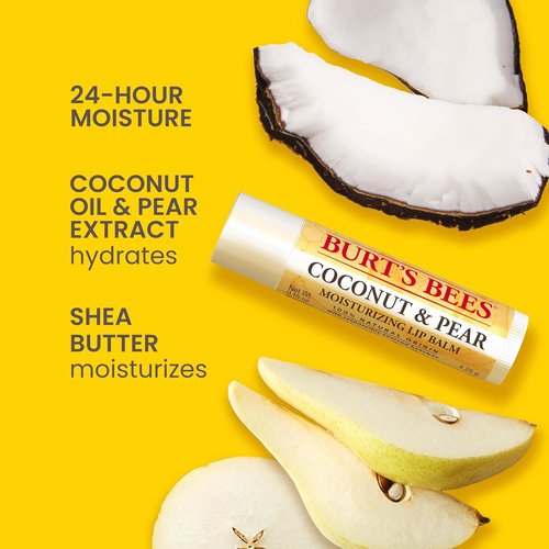 Burt's Bees Lip Balm - Coconut and Pear, Natural Moisturizer with Beeswax | 2 Tubes, 0.15 oz