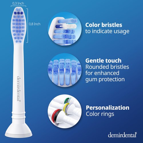 Replacement Heads - Compatible with Philips Sonicare Replacement Heads - Medium Replacement Toothbrush Head - Replaces HX6015/03 SimplyClean Toothbrush Heads - White - 8 Pcs