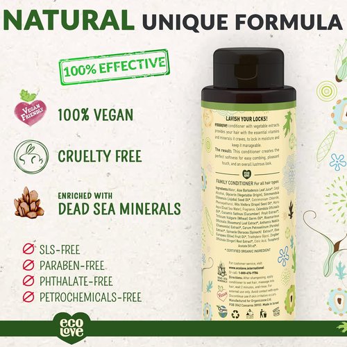 ecoLove Natural Conditioner - Vegan, Cruelty-Free Formula with Organic Cucumber Extract - 17.6 oz