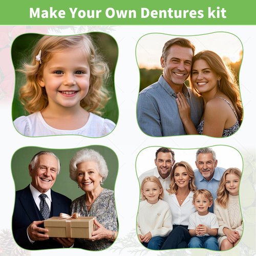 DIY Denture Kit - Top & Bottom Fake Teeth with Comfort Fit for Everyday Use, Natural-Looking Emergency Replacement Solution (Universal Sizing)-TT09