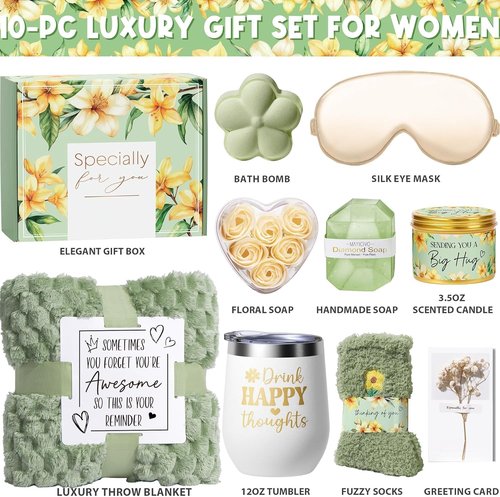 Skiennix Spa Gift Basket - Relaxing Vanilla Coconut Self-Care Set for Women | Perfect for Mother's Day, Birthdays, and Get Well Soon Gifts