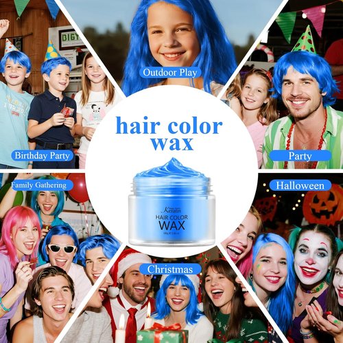 Magic Master Keratin Hair Color Wax - Instant Temporary Hair Dye for Kids & Adults | Blue - 3.4 Fl Oz