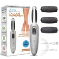 Powerful Electric Foot Callus Remover for Men - Rechargeable Pedicure Foot Grinder Files Away Dead, Hard Skin and Calluses on Heels for Smooth Soft Feet (Silver Grey)