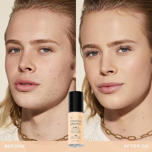 Milani Conceal + Perfect Liquid Foundation - Flawless Coverage in Light Natural, 1 Fl. Oz.