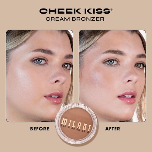 Milani Cheek Kiss Cream Bronzer - Hey Honey | Vegan, Lightweight Glow & Soft Matte Finish