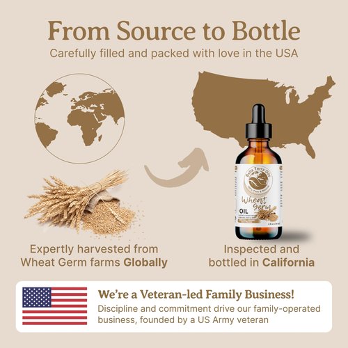 Bella Terra Oils - Organic Wheat Germ Oil 8 oz - Potent Vitamin E Oil for Skin, Celebrate Beauty with Essential Nutrients, The Pinnacle of Face Oils