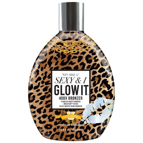 Tan Asz U Sexy & I Glow It Tanning Lotion, 400X Flawless Beauty Bronzer with Inktuition Tattoo & Selfie Glow Enhancers, 13.5 Fl Oz