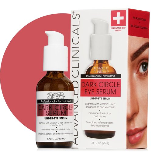 Advanced Clinicals Under Eye Serum - Caffeine & Hyaluronic Acid for Dark Circles | Brightening Vitamin C, 1.75 Fl Oz