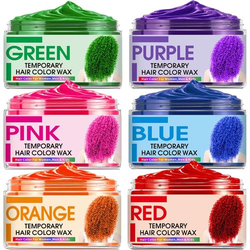 Skiennix Temporary Hair Color Wax - 6 Vibrant Colors for Instant DIY Hair Transformation | Perfect for All Ages