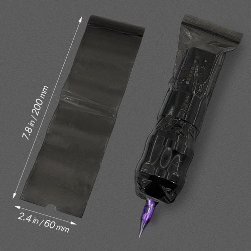 300pcs Tattoo Machine Covers Sealable Type - Black 2.4×8 Inch Tattoo Pen Covers Bags Sleeves for Cartridge Machine - Professional Tattoo Supplies & Accessories (Black (2.4×8 inch))